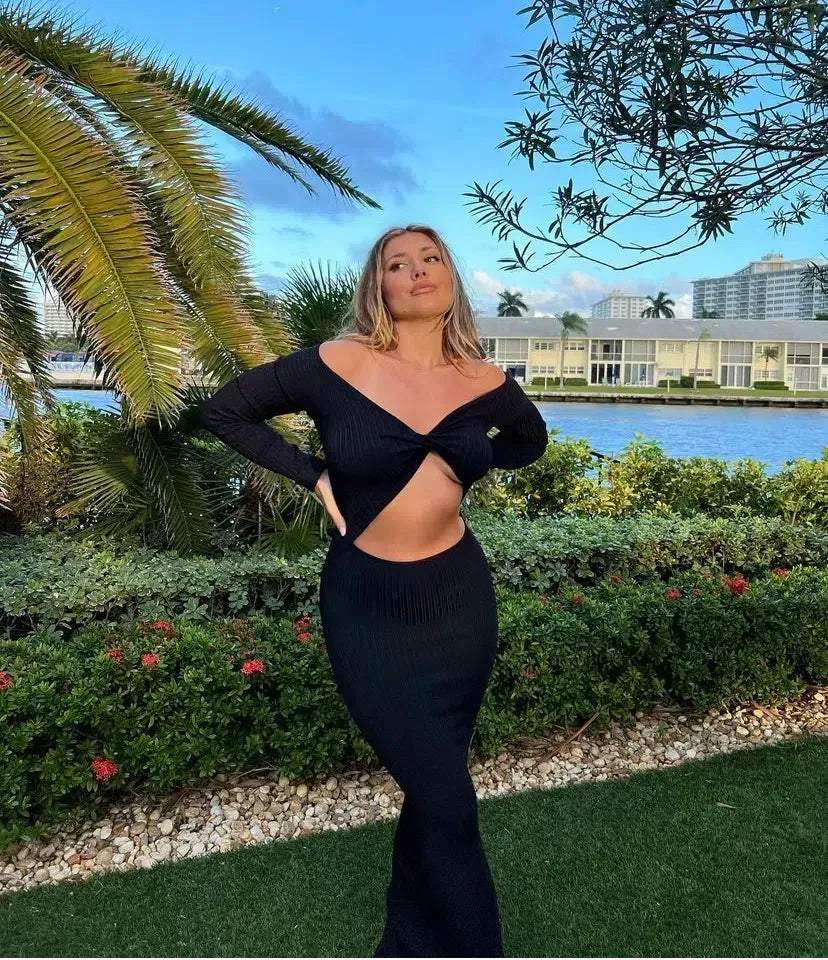 Kelvin Off Shoulder Midi Dress Black