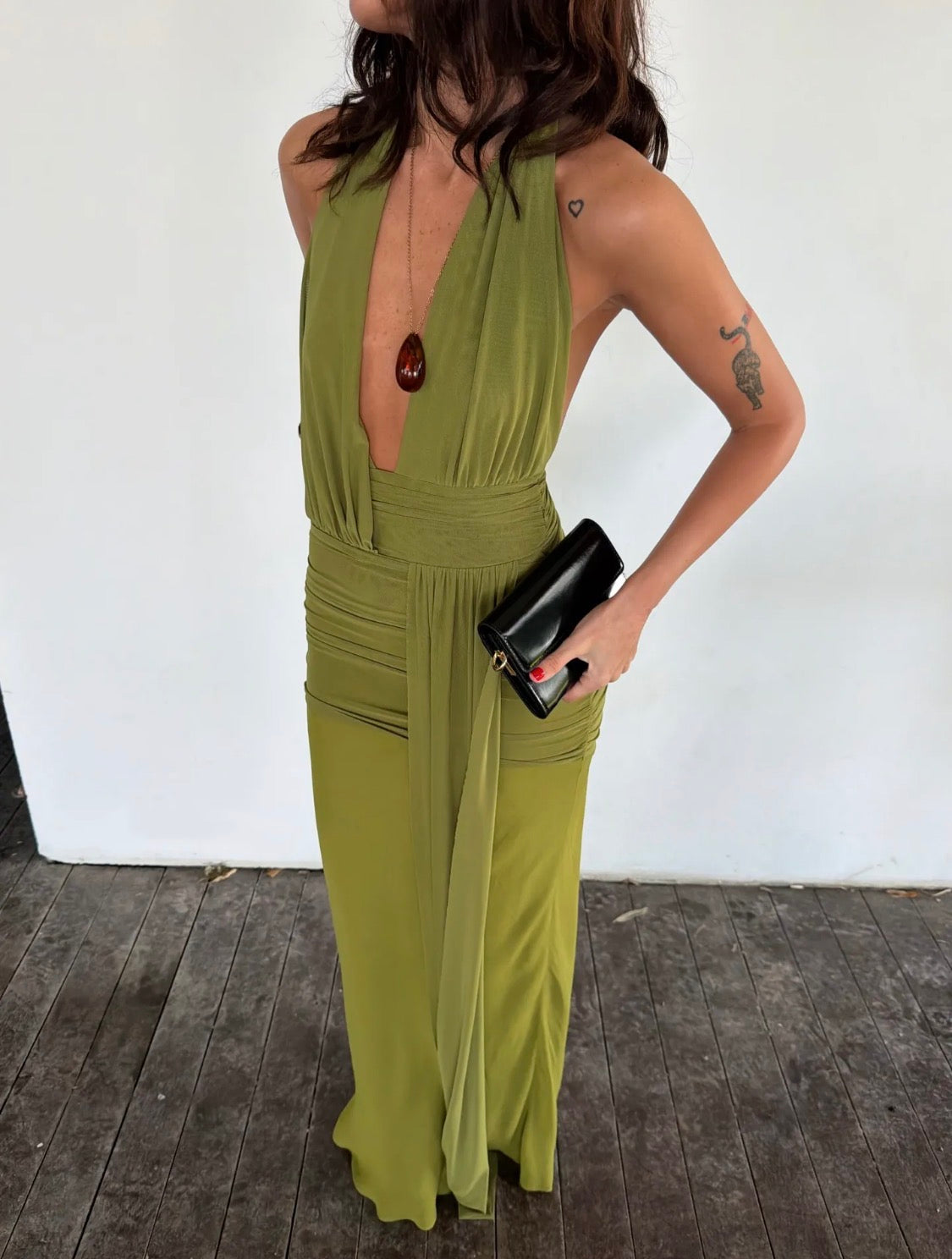 Cassis Drape Maxi Dress - Citron